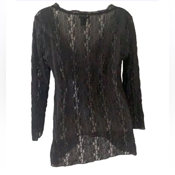 Calvin Klein Jeans Black Lace Long Sleeve Top — Size M - Picture 3 of 6